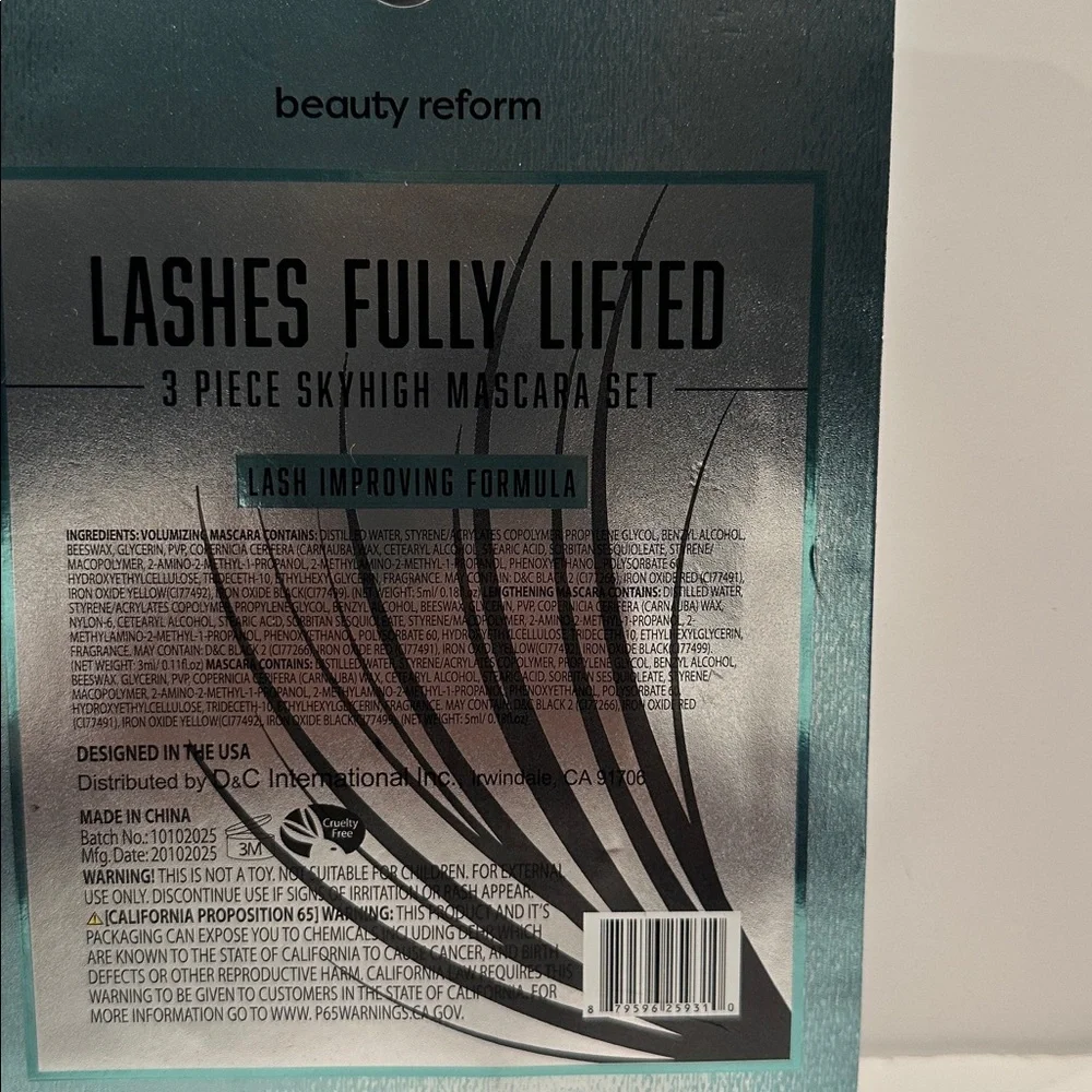 Beauty ReformLashes Fully Lifted Lift Every Lash (3) Set Mascaras.